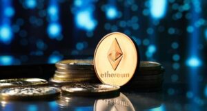 Closeup,Of,Golden,Ethereum,Cryptocurrency,Surrounded,By,More,Coins,And